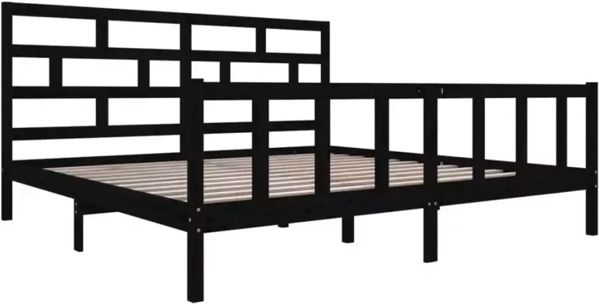 VidaXL -Bedframe-massief-grenenhout-zwart-180x200-cm-6FT-Super-King - Foto 4