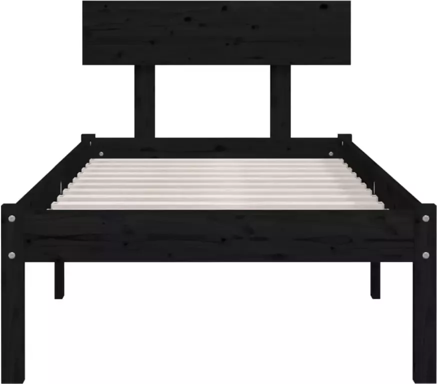 VidaXL -Bedframe-massief-grenenhout-zwart-90x200-cm