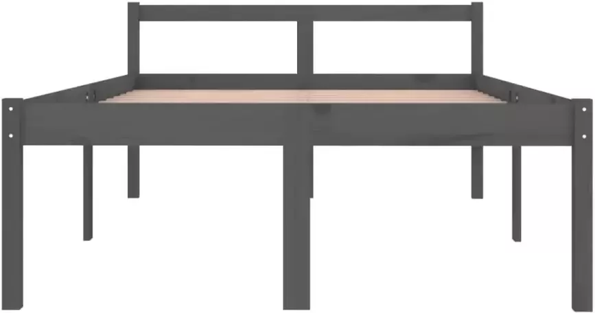 VIDAXL Bedframe massief hout grijs 120x190 cm 4FT small double