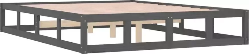 VIDAXL Bedframe massief hout grijs 120x190 cm 4FT Small Double