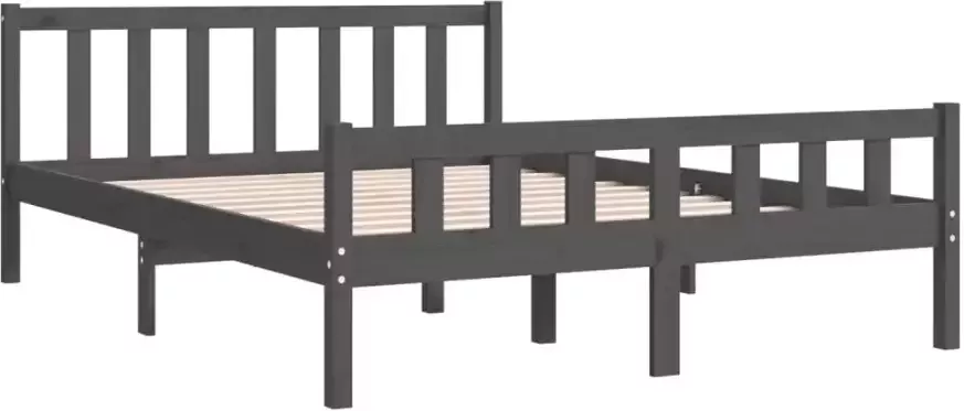 VidaXL -Bedframe-massief-hout-grijs-135x190-cm-4FT6-Double - Foto 3