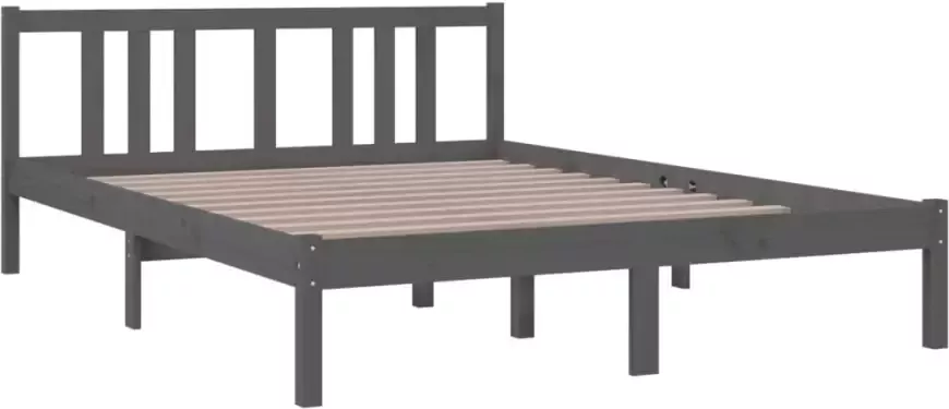VidaXL -Bedframe-massief-hout-grijs-140x200-cm - Foto 4