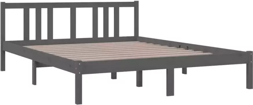 VidaXL -Bedframe-massief-hout-grijs-150x200-cm-5FT-King-Size - Foto 4