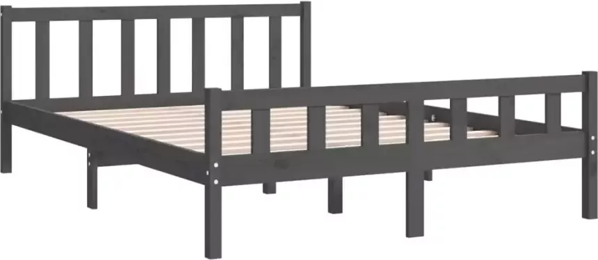 VidaXL -Bedframe-massief-hout-grijs-150x200-cm-5FT-King-Size - Foto 13