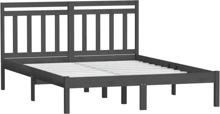 VidaXL -Bedframe-massief-hout-grijs-150x200-cm-5FT-king-size - Foto 4