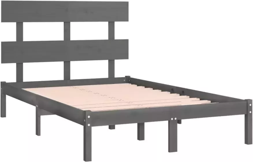 VidaXL -Bedframe-massief-hout-grijs-150x200-cm-5FT-King-Size - Foto 4