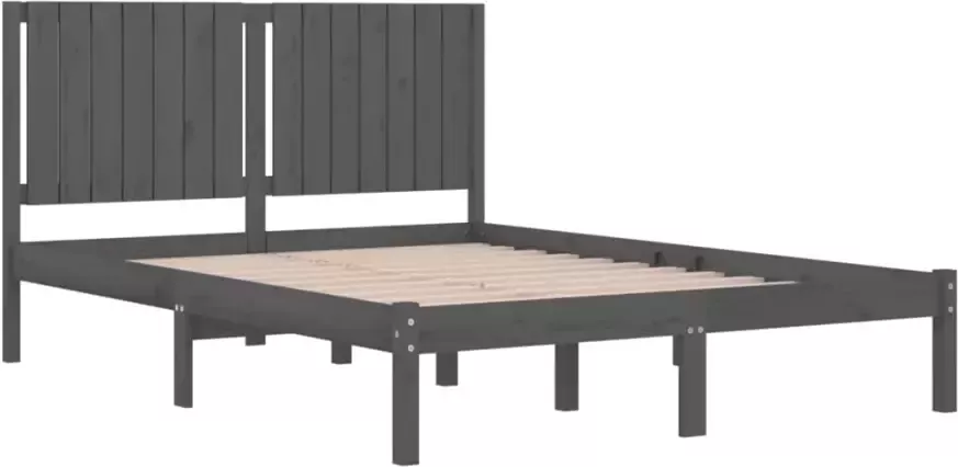 VidaXL -Bedframe-massief-hout-grijs-150x200-cm-5FT-King-Size - Foto 3