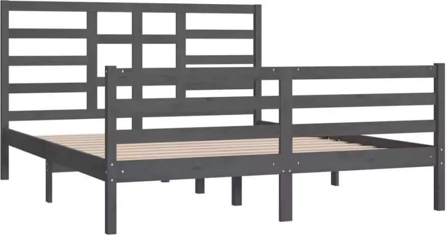 VidaXL -Bedframe-massief-hout-grijs-160x200-cm