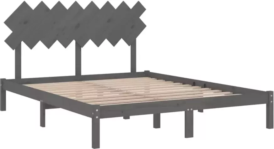 VidaXL -Bedframe-massief-hout-grijs-160x200-cm - Foto 3