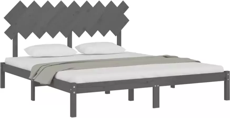 VidaXL -Bedframe-massief-hout-grijs-180x200-cm-6FT-Super-King - Foto 1