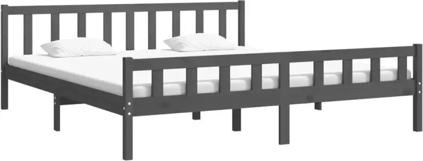 VidaXL -Bedframe-massief-hout-grijs-200x200-cm - Foto 13