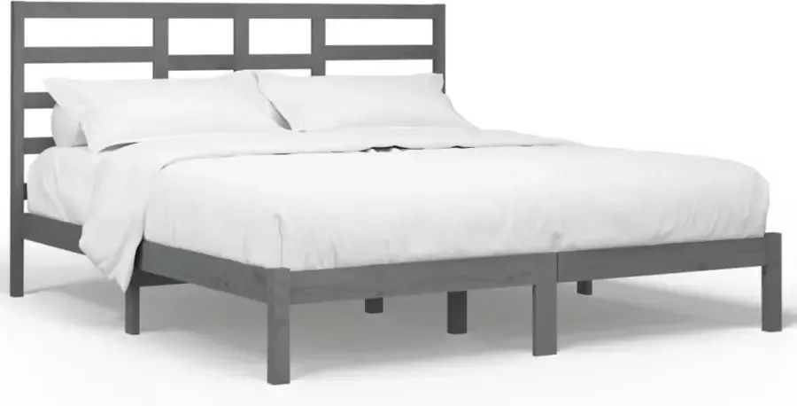 VidaXL -Bedframe-massief-hout-grijs-200x200-cm - Foto 5