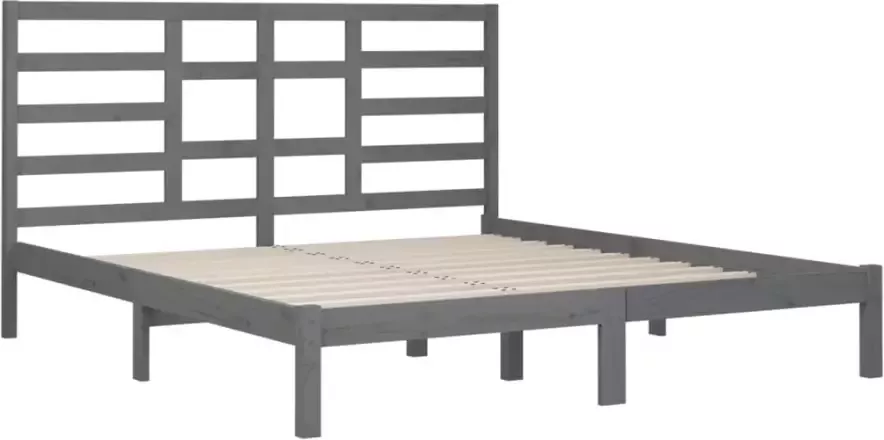 VidaXL -Bedframe-massief-hout-grijs-200x200-cm - Foto 7