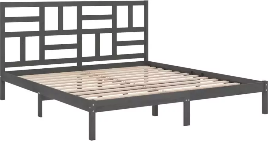 VidaXL -Bedframe-massief-hout-grijs-200x200-cm - Foto 6