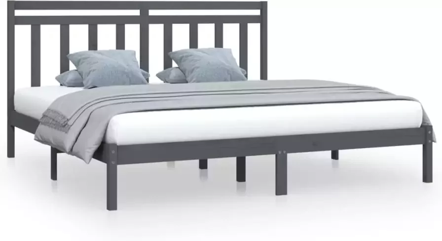 VidaXL -Bedframe-massief-hout-grijs-200x200-cm - Foto 1