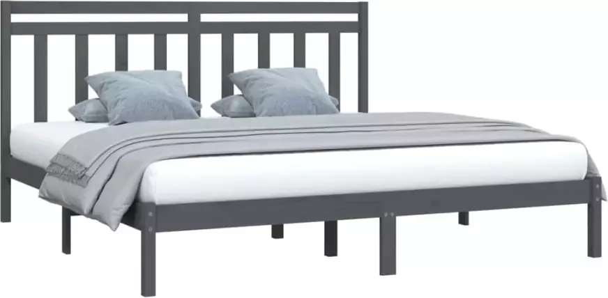 VidaXL -Bedframe-massief-hout-grijs-200x200-cm - Foto 5