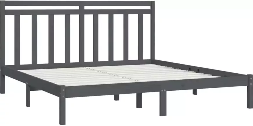 VidaXL -Bedframe-massief-hout-grijs-200x200-cm - Foto 4