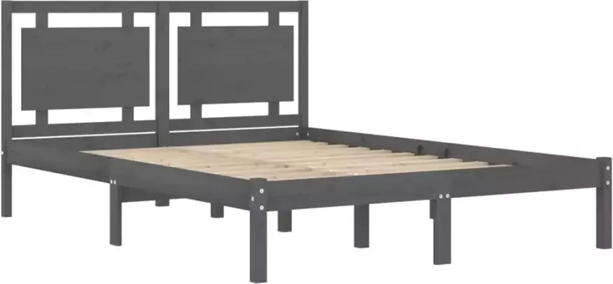 VidaXL -Bedframe-massief-hout-grijs-200x200-cm - Foto 3