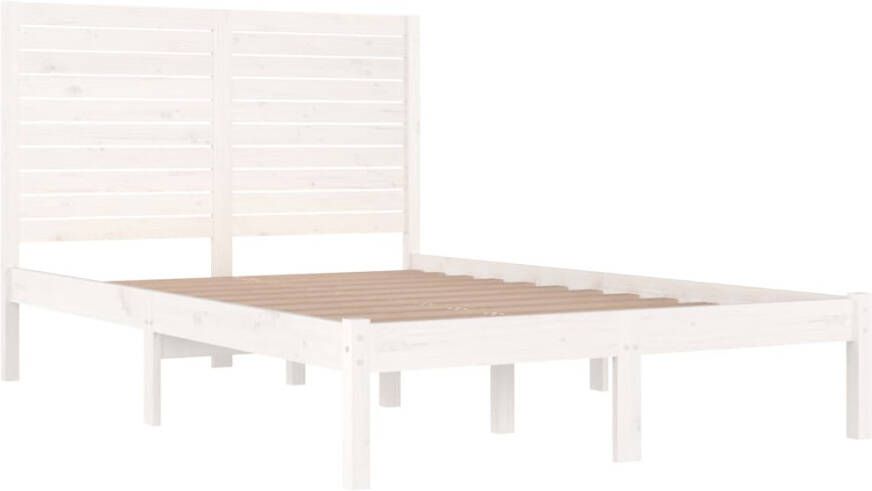 VidaXL -Bedframe-massief-hout-wit-135x190-cm-4FT6-Double - Foto 15