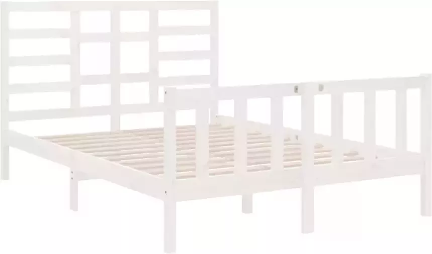 VidaXL -Bedframe-massief-hout-wit-135x190-cm-4FT6-Double - Foto 7