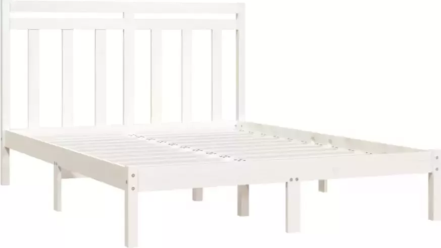 VidaXL -Bedframe-massief-hout-wit-135x190-cm-4FT6-Double - Foto 3