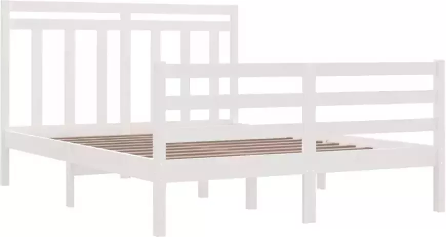 VidaXL -Bedframe-massief-hout-wit-135x190-cm-4FT6-Double - Foto 5