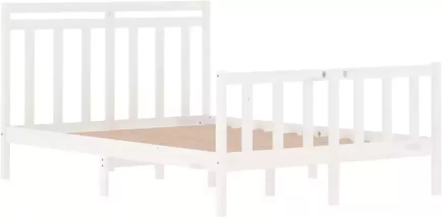 VidaXL -Bedframe-massief-hout-wit-135x190-cm-4FT6-Double - Foto 6