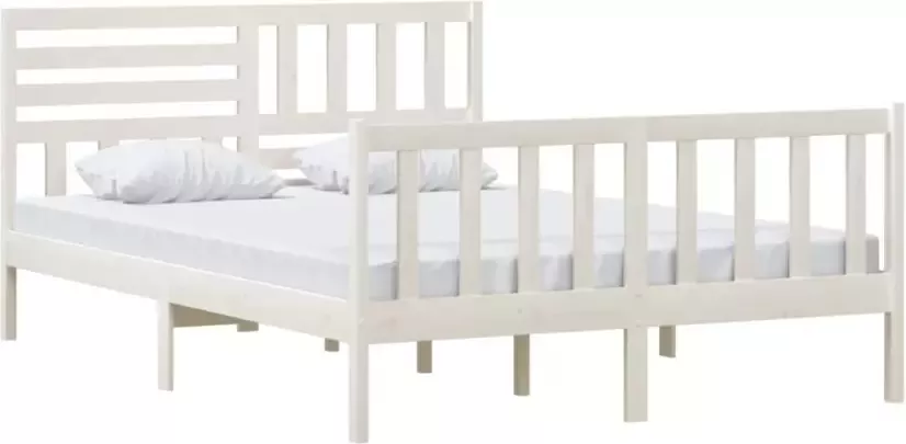 VidaXL -Bedframe-massief-hout-wit-140x200-cm - Foto 6