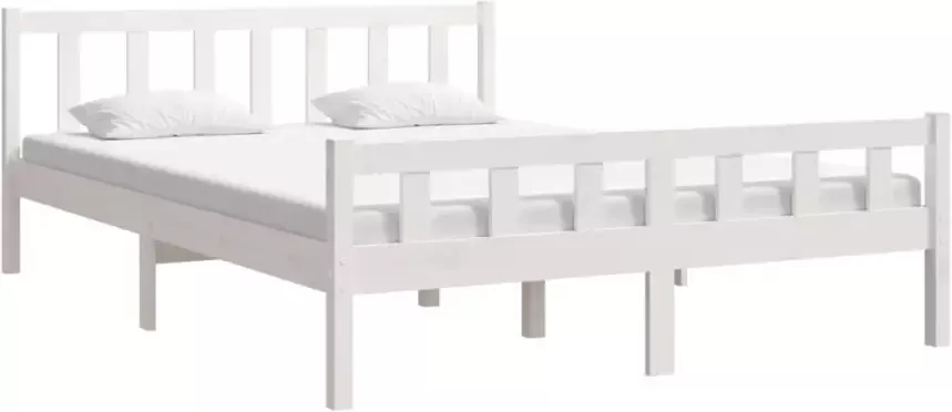 VidaXL -Bedframe-massief-hout-wit-150x200-cm-5FT-King-Size - Foto 4