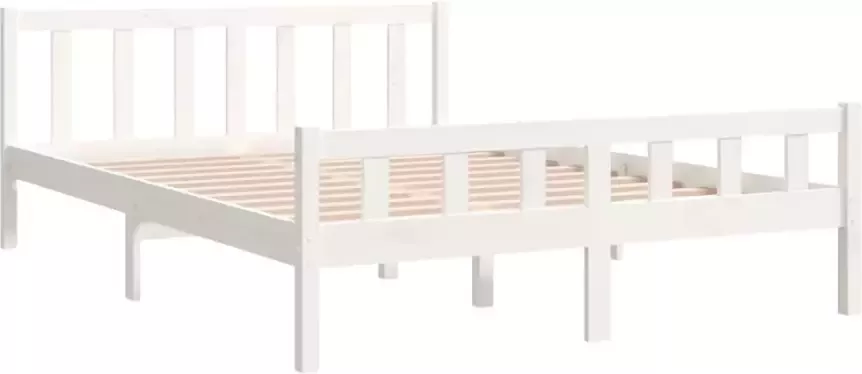 VidaXL -Bedframe-massief-hout-wit-150x200-cm-5FT-King-Size - Foto 3