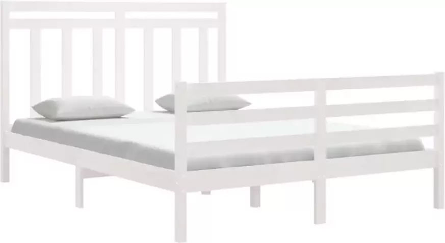 VidaXL -Bedframe-massief-hout-wit-150x200-cm-5FT-King-Size - Foto 18
