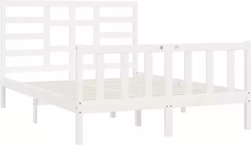 VidaXL -Bedframe-massief-hout-wit-150x200-cm-5FT-King-Size - Foto 4