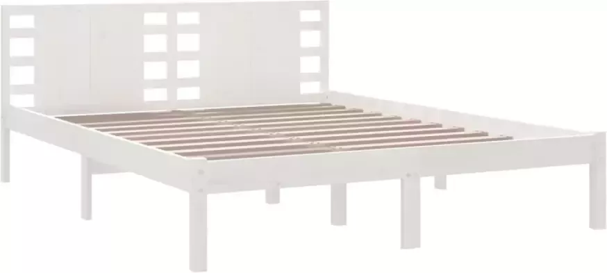 VidaXL -Bedframe-massief-hout-wit-150x200-cm-5FT-King-Size - Foto 6