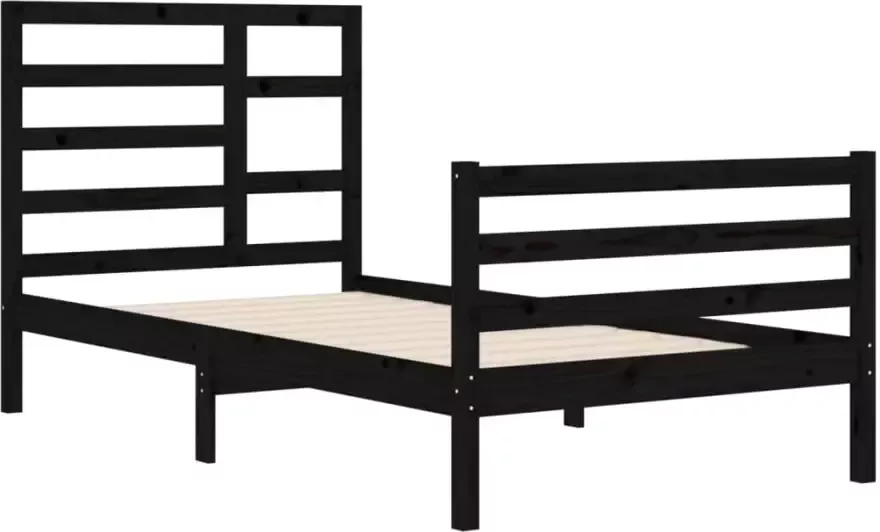 VidaXL -Bedframe-massief-hout-zwart-100x200-cm - Foto 3