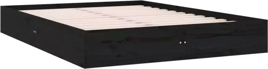 VIDAXL Bedframe massief hout zwart 120x190 cm 4FT Small Double
