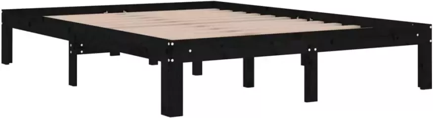 VidaXL -Bedframe-massief-hout-zwart-135x190-cm-4FT6-double - Foto 4