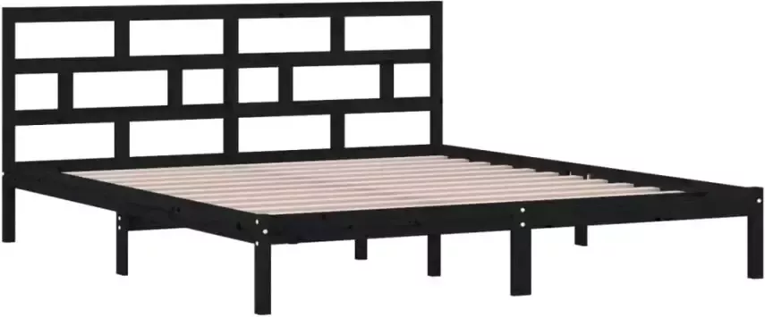 VidaXL -Bedframe-massief-hout-zwart-135x190-cm-4FT6-Double - Foto 6