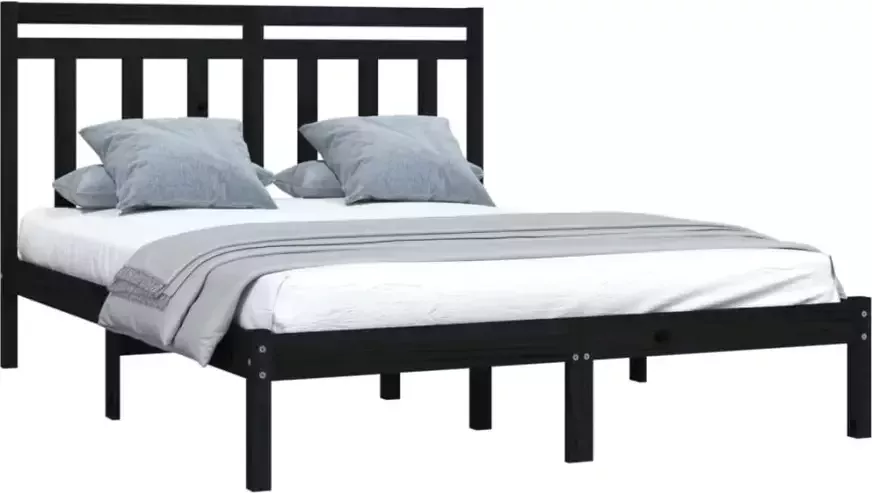 VidaXL -Bedframe-massief-hout-zwart-135x190-cm-4FT6-Double - Foto 3