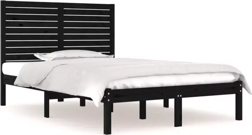 VidaXL -Bedframe-massief-hout-zwart-135x190-cm-4FT6-Double - Foto 4