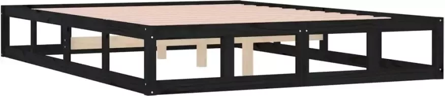 VidaXL -Bedframe-massief-hout-zwart-140x190-cm - Foto 1