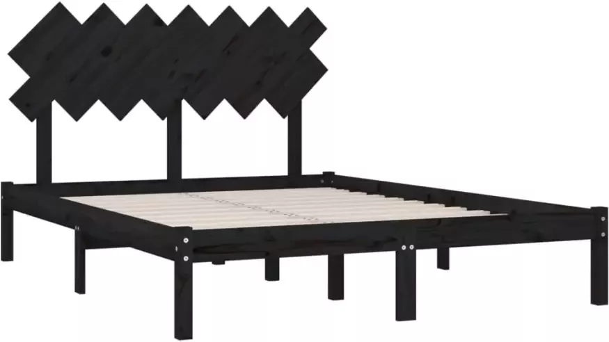 VidaXL -Bedframe-massief-hout-zwart-140x200-cm - Foto 4