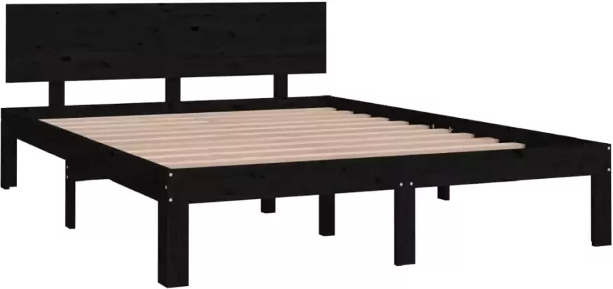 VidaXL -Bedframe-massief-hout-zwart-150x200-cm-5FT-King-Size - Foto 5