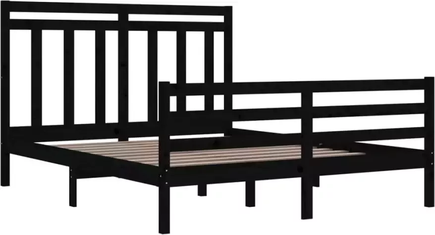 VidaXL -Bedframe-massief-hout-zwart-160x200-cm - Foto 4