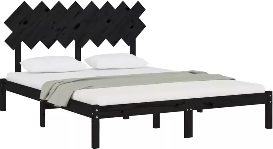 VidaXL -Bedframe-massief-hout-zwart-160x200-cm - Foto 3