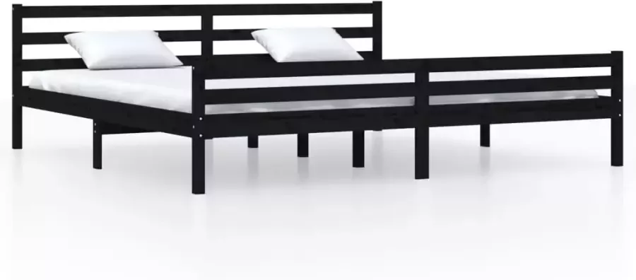 VidaXL -Bedframe-massief-hout-zwart-200x200-cm - Foto 1