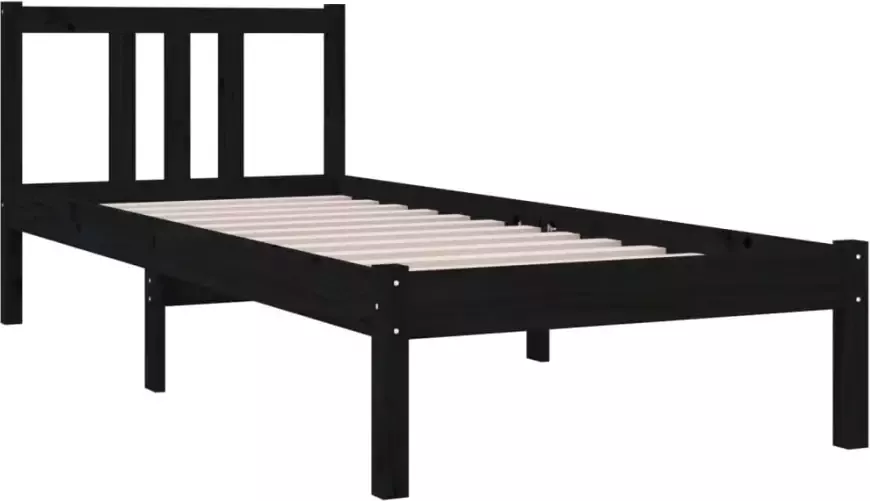 VidaXL -Bedframe-massief-hout-zwart-75x190-cm-2FT6-Small-Single - Foto 4
