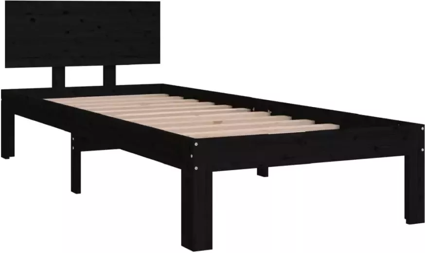 VidaXL -Bedframe-massief-hout-zwart-75x190-cm-2FT6-Small-Single - Foto 4