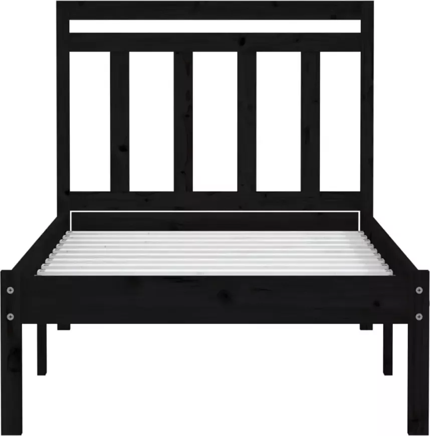 VidaXL -Bedframe-massief-hout-zwart-75x190-cm-2FT6-small-single - Foto 2