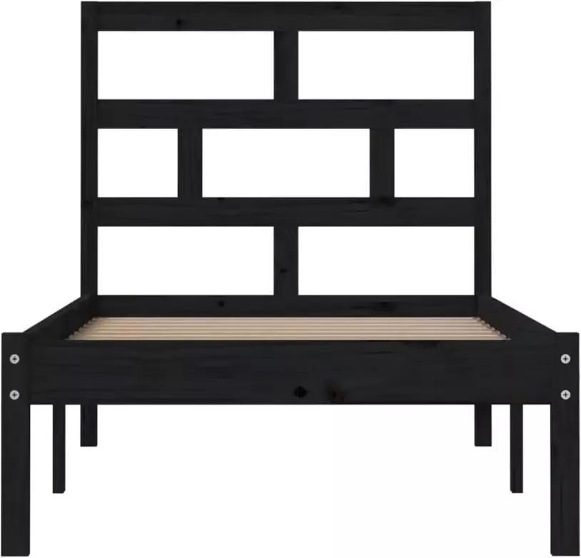 VidaXL -Bedframe-massief-hout-zwart-75x190-cm-2FT6-Small-Single - Foto 3