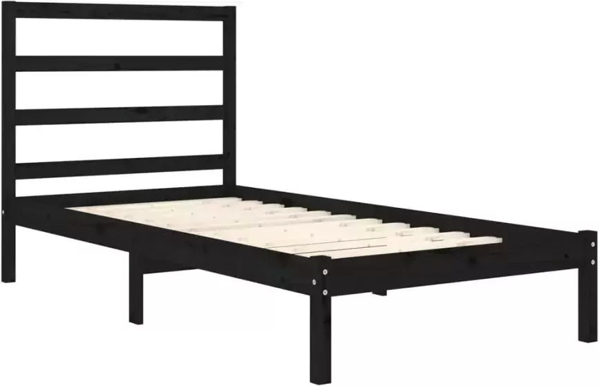 VidaXL -Bedframe-massief-hout-zwart-75x190-cm-2FT6-Small-Single - Foto 5